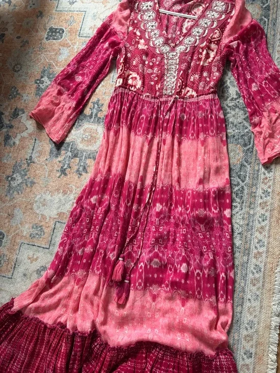 Splash Fuchsia & Rose Embroidered Maxi Dress - Picture 3 of 3